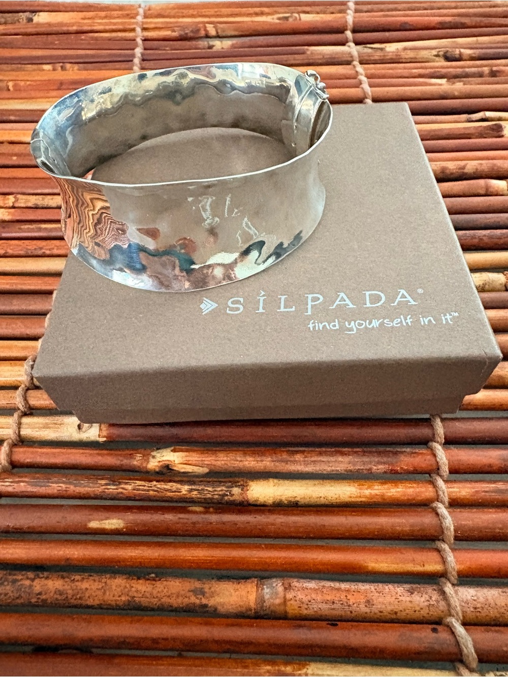 Silpada Designs Polished Hammered Sterling Silver Wide Cuff Bracelet